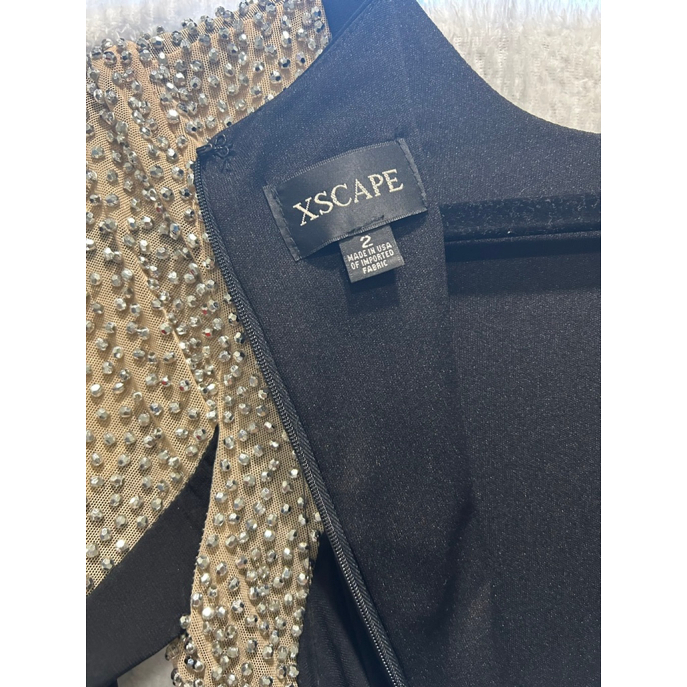 Xscape‎ Women's Long Sleeve Beaded Contour Gown Size 2 - Picture 5 of 6